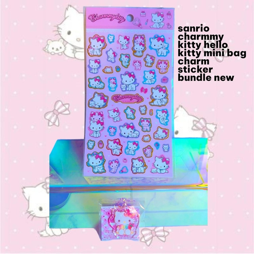 SANRIO CHARMMY KITTY HELLO KITTY STICKERS BAG CHARM BUNDLE NEW